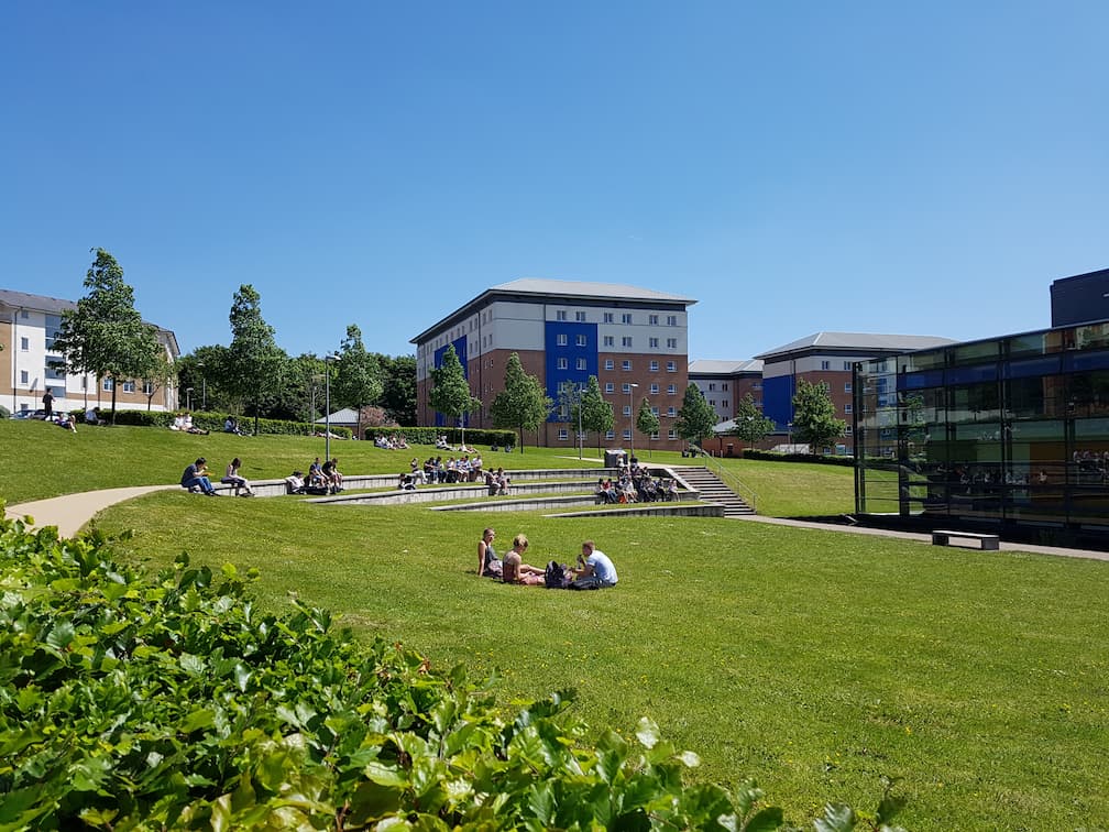 Fylde accommodation block with grassed area in front