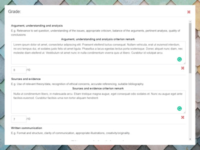 Moodle marking guide.
