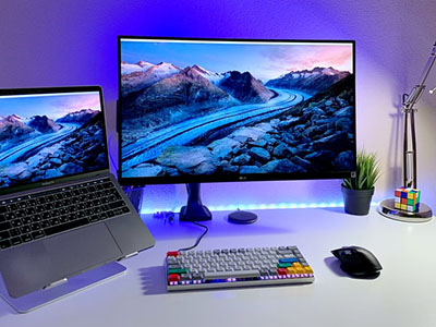 Large computer screens.