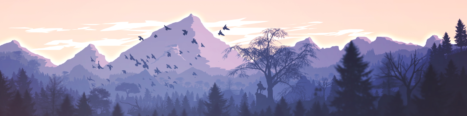 mountain side view at sunset