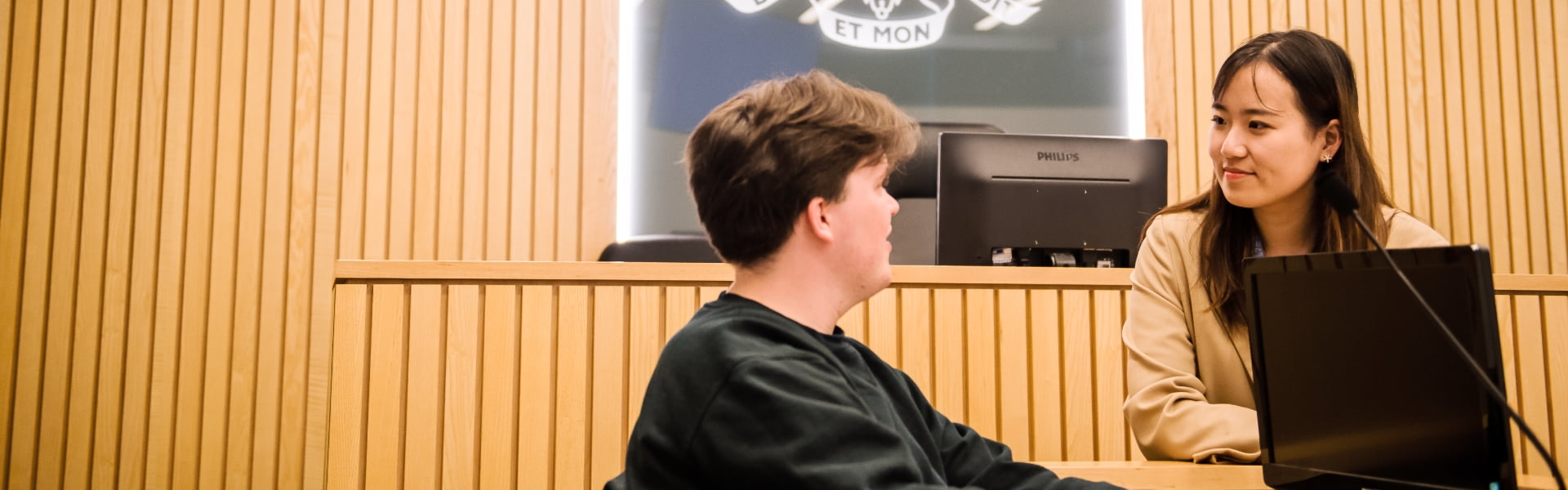 Two students in the law court