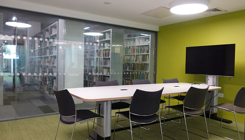 Image of a study pod on a floor of the library