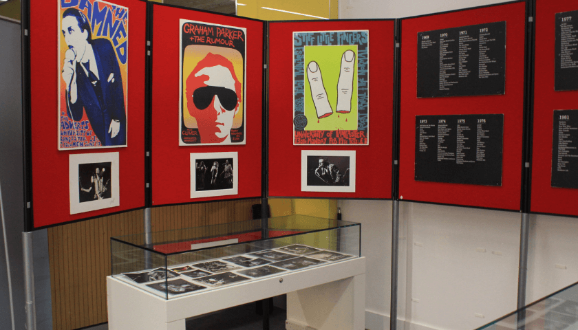 Posters from performances in the great hall during he 1970s and 1980s