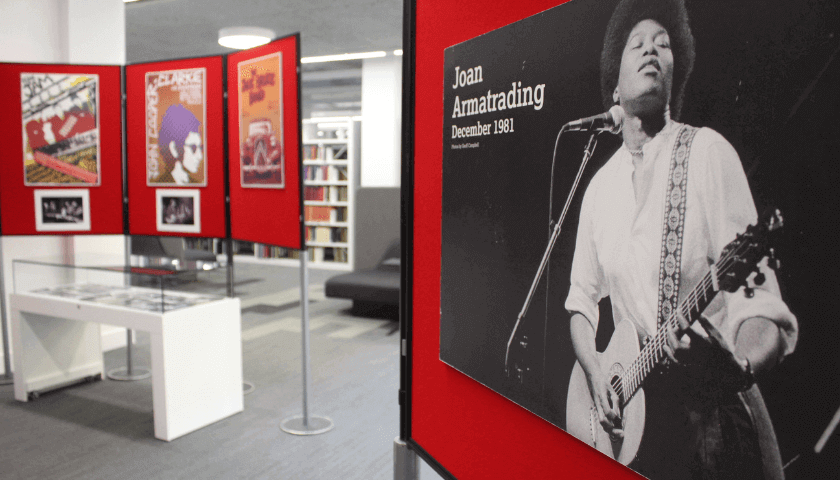 Image of the exhibition in the Library. 