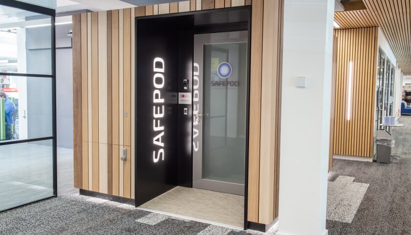 Image of the exterior of the Library SafePod