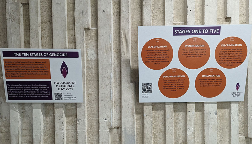 Panels from the Exhibition 10 Steps to Genocide for Holocaust Memorial Day