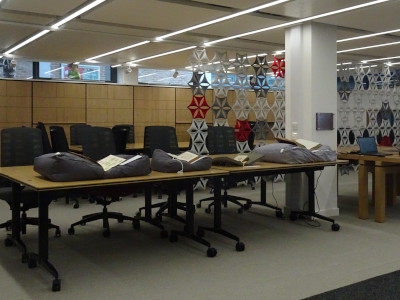 Archives Research Centre showing tables with books and documentation on display.