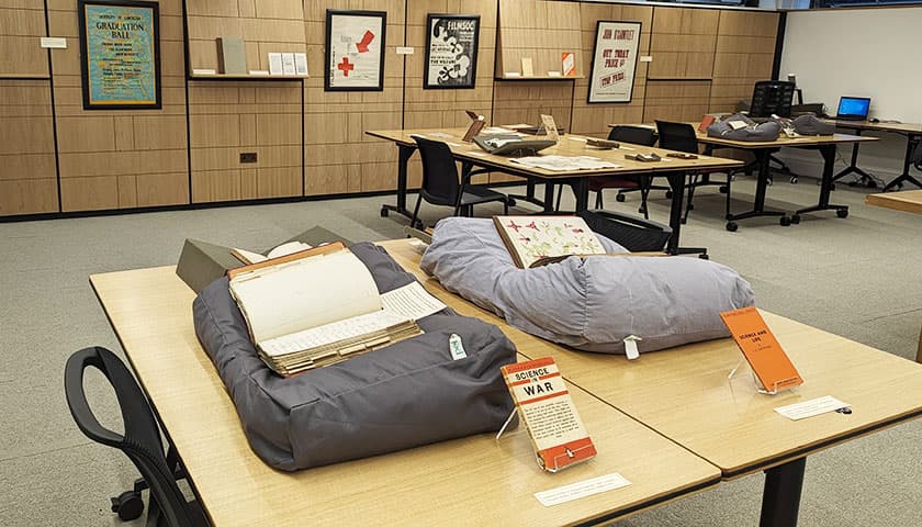 Archives Research Centre including books and other items on display. 