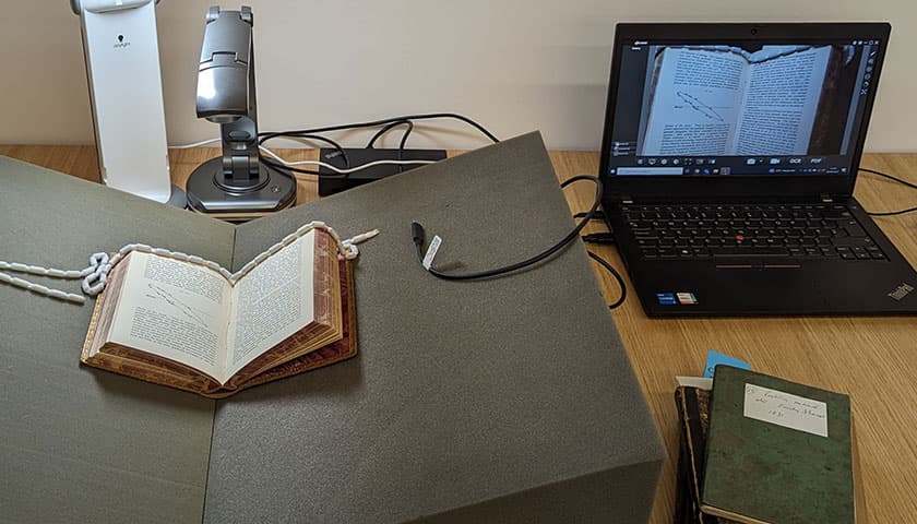 Equipment including document camera., light and laptop. 