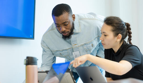 Pair of students in a classroom