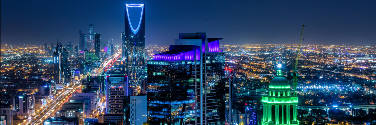 Saudi Arabia skyline at night