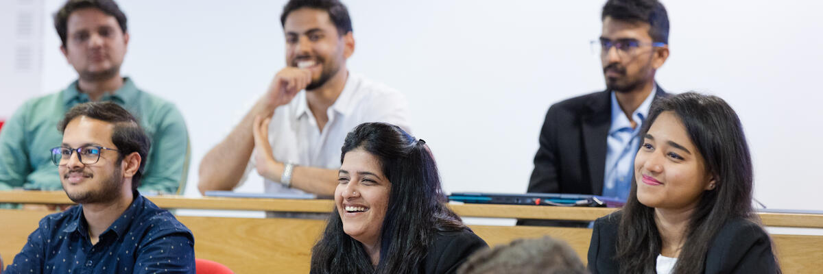 A group of MBA students in a classroom