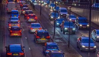 Cars on a motorway at night