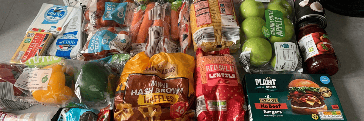 A selection of food produced wrapped in plastic packaging