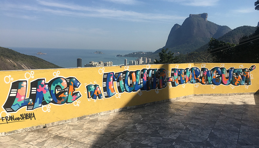 A rooftop at the top of Rocinha, with views to Sao&nbsp;Conrado&nbsp;beach