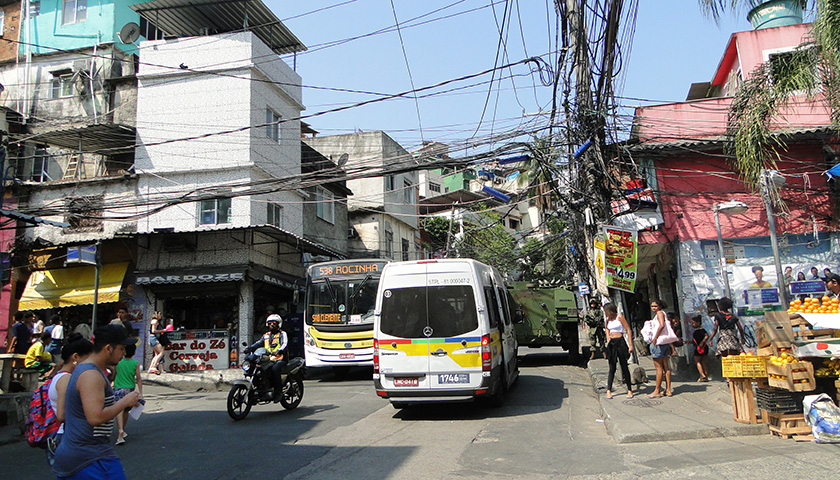 The busy main street in Rocinha