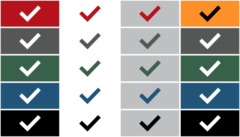 A grid of approved colour combinations.