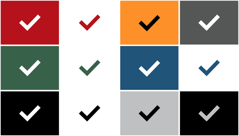 A grid of approved colour combinations.