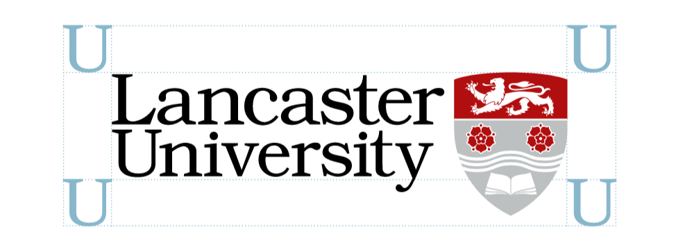 An image explaining the amount of white space required around the Lancaster University logo