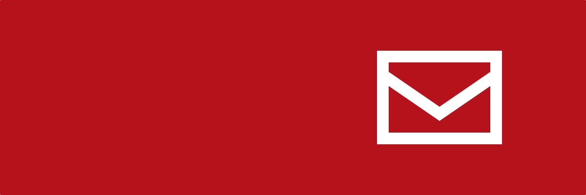 An icon of a white envelope on a red background.