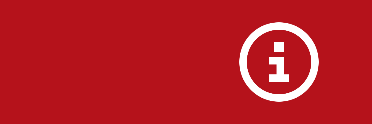 A white information icon on a red background