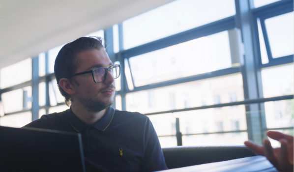 Student working on laptop 