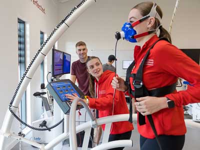 A student on a treadmill