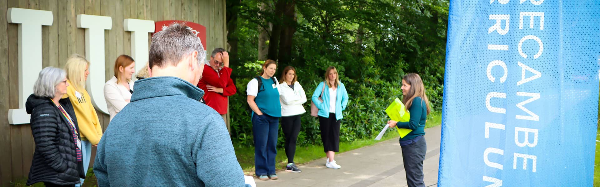 Group of teachers outside the LICA building, Lancaster University