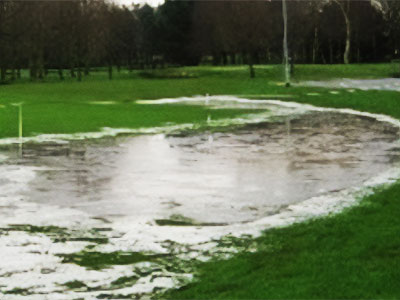Flooded sports turf