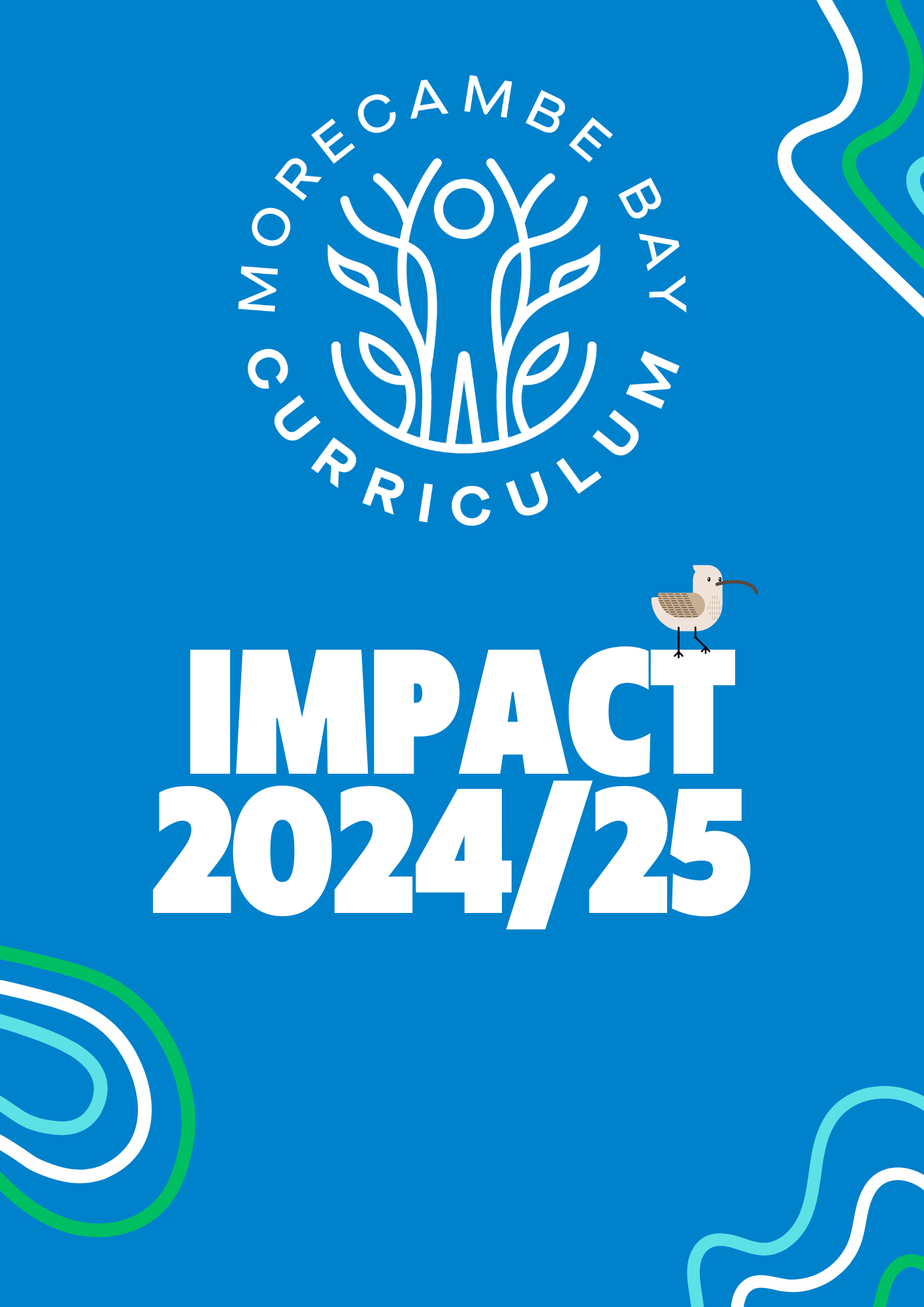 Front Page of Impact Report, including the MBC logo and it's little curlew mascot!
