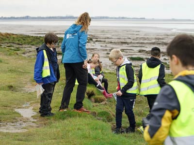 Children investigating the beach environment