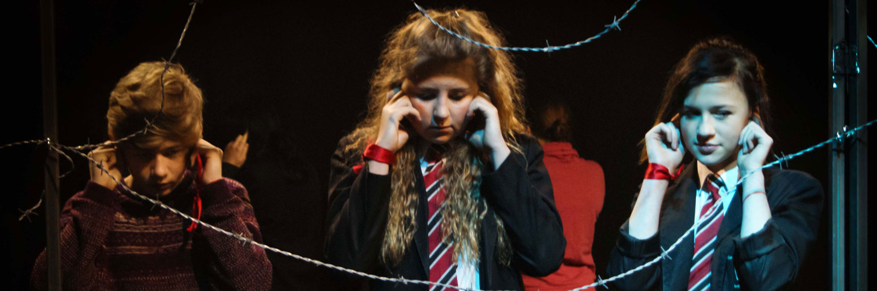 Central Lancaster High School pupils taking part in Crossing the Line. Photograph taken by Jamie Hutchinson, a former CLHS pupil and trainee photographer.