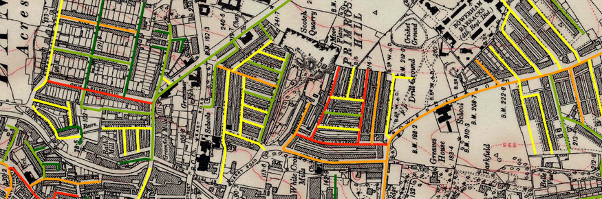 A map of Lancaster city centre where streets in red suffered the heaviest losses