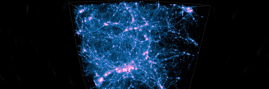 Simulations of the cosmic web showing the filaments connecting structures.
Credit: Illustris Simulation
