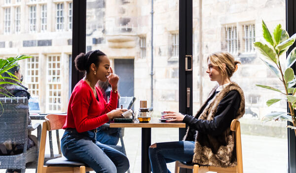Two students in the castle cafe