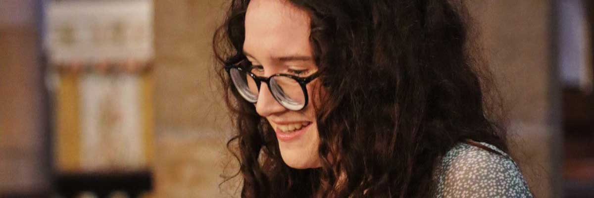 Student at the end of term social at the priory