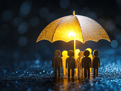 People under a digital umbrella