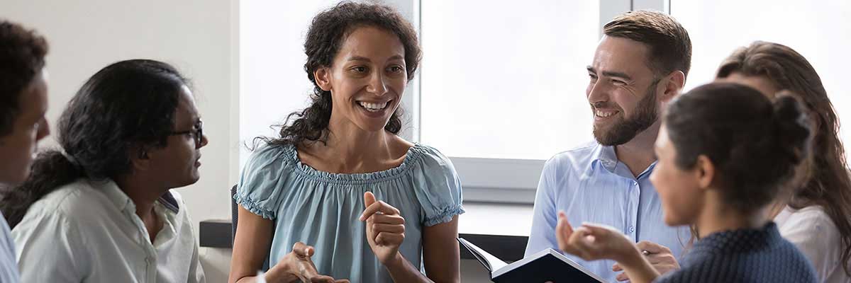 Group of professional people in seminar room