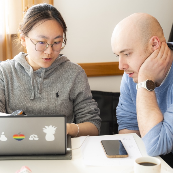 Two students attending the Spring School