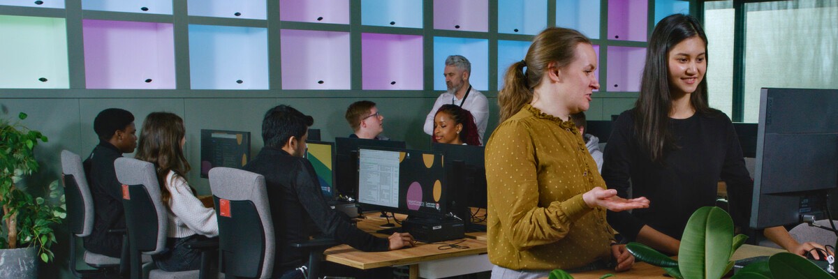 Students in a Computing Laboratory with staff