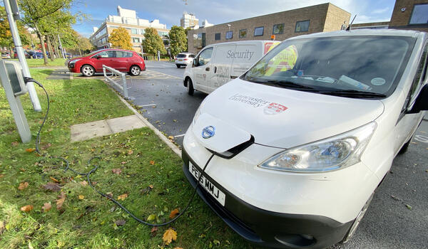 Electric car charging on campus