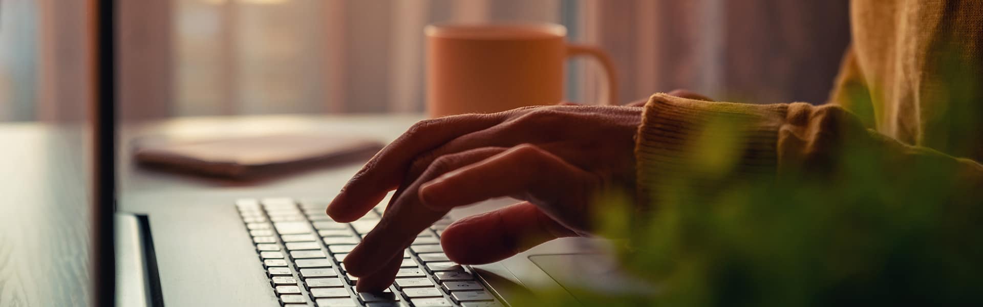 Typing on a laptop keyboard