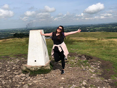Hannah stood on a mountain